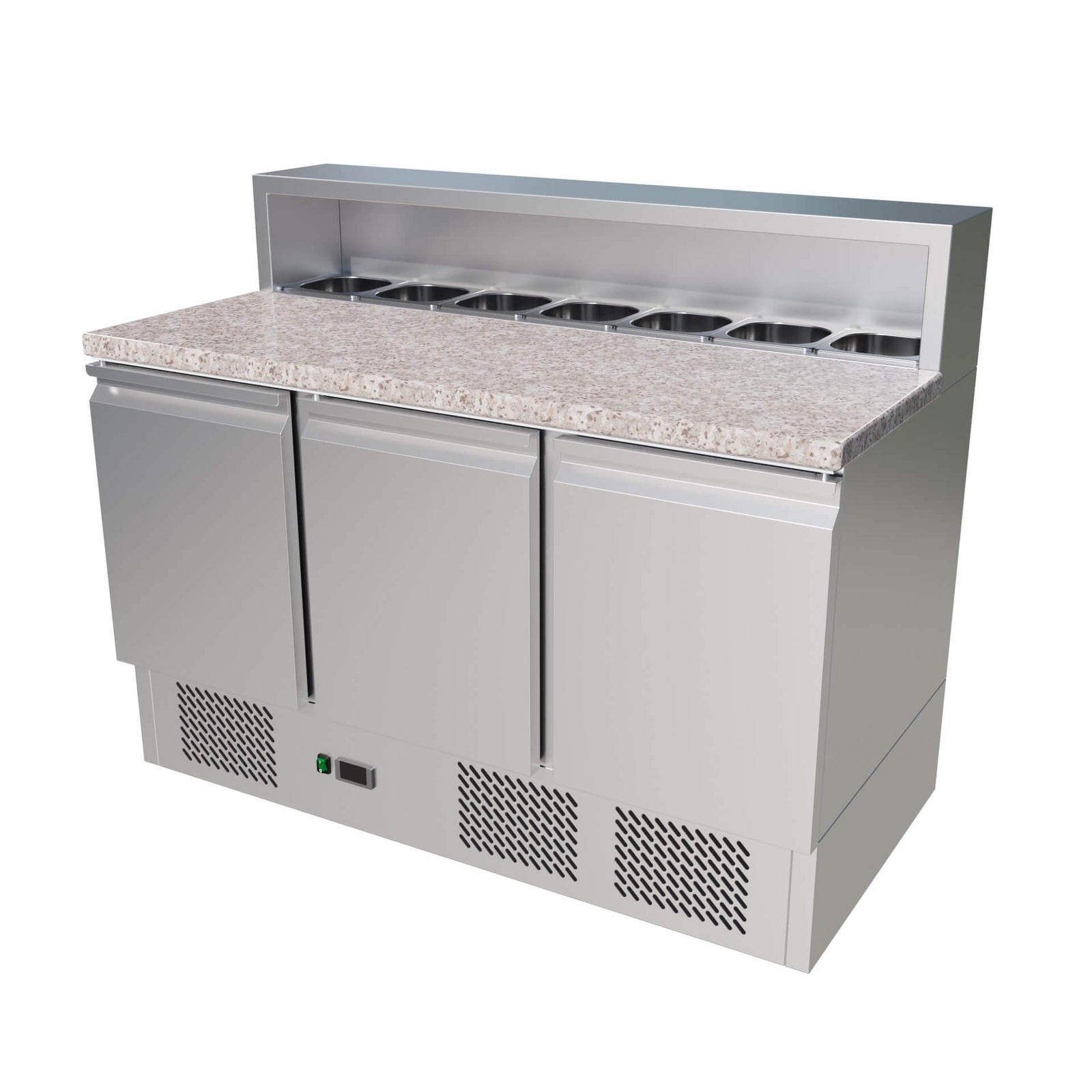 Elevate Your Culinary Masterpieces with the Empire Stainless Steel Three Door Open Top Pizza Prep Marble Counter