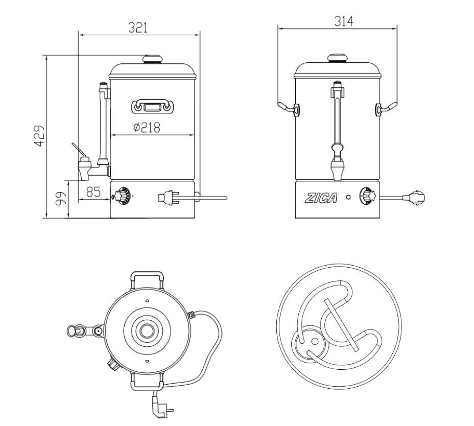 Empire Manual Fill 10 Litre Hot Water Boiler Stainless Steel - EMP-MWB10 Electric Water Boilers - Manual Fill Empire   