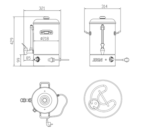 Empire Manual Fill 10 Litre Hot Water Boiler Stainless Steel - EMP-MWB10 Electric Water Boilers - Manual Fill Empire   