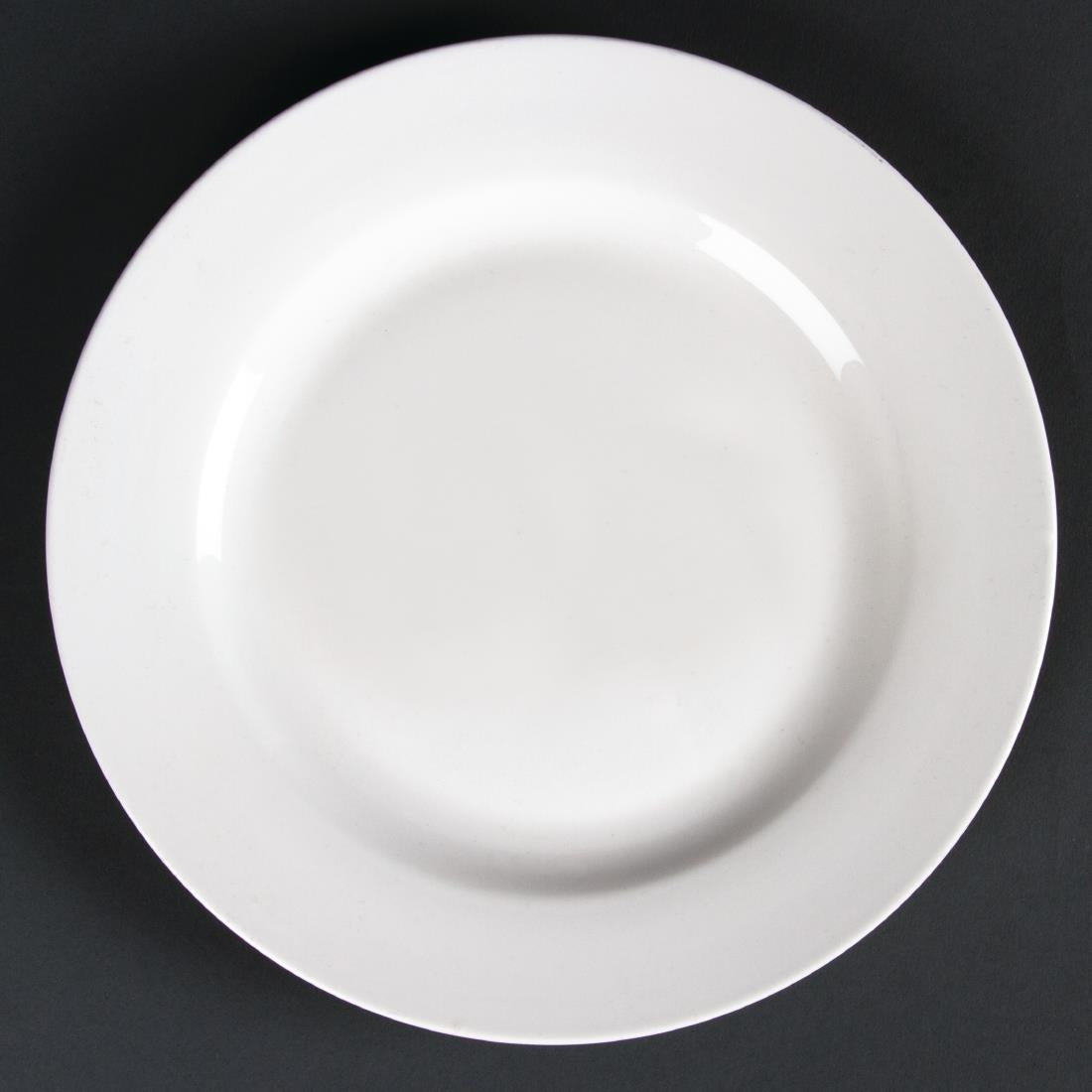 Olympia Lumina Wide Rim Round Plates White 200mm (Pack of 6) - CD623 Plates Olympia