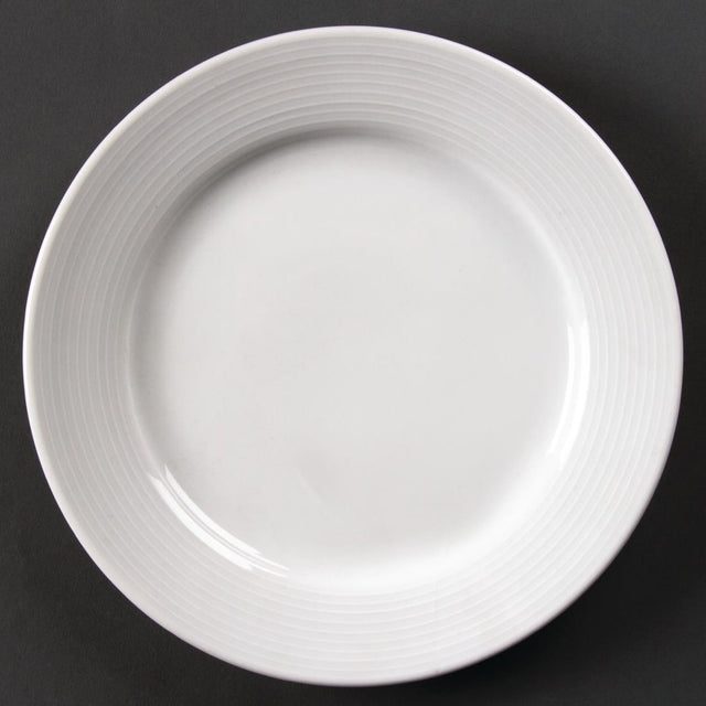 Olympia Linear Wide Rimmed Plates White 200mm (Pack of 12) - U090 Plates Olympia