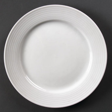 Olympia Linear Wide Rimmed Plates White 250mm (Pack of 12) - U091 Plates Olympia