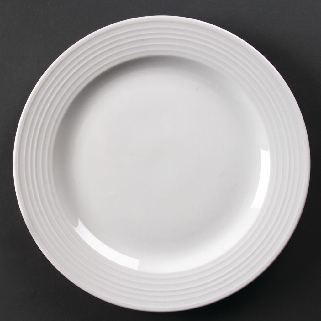 Olympia Linear Wide Rimmed Plates White 310mm (Pack of 6) - U092 Plates Olympia