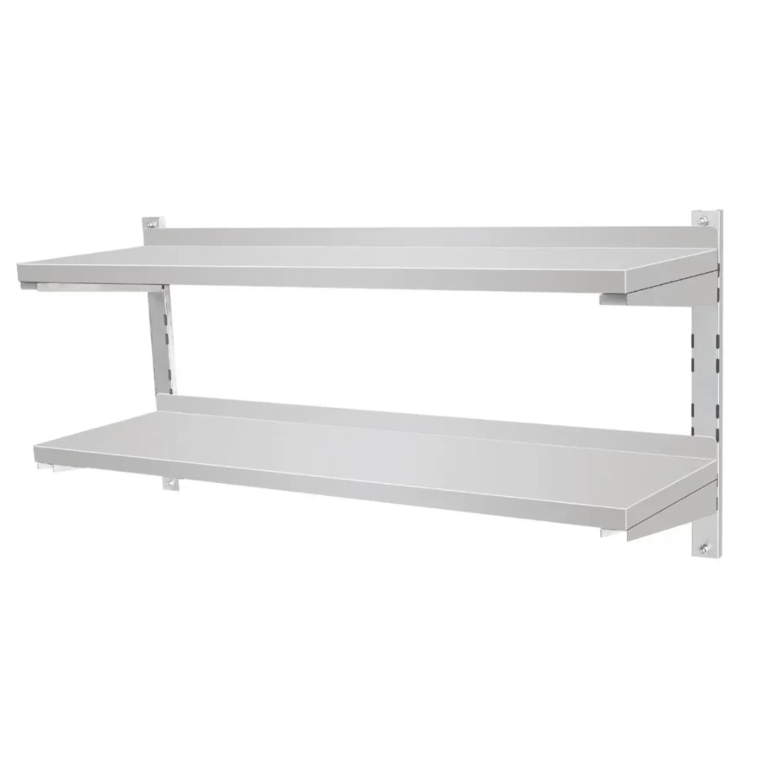 Hamoki Stainless Steel Double Wall Shelf Width 1500mm - 141036 Stainless Steel Wall Shelves Hamoki   