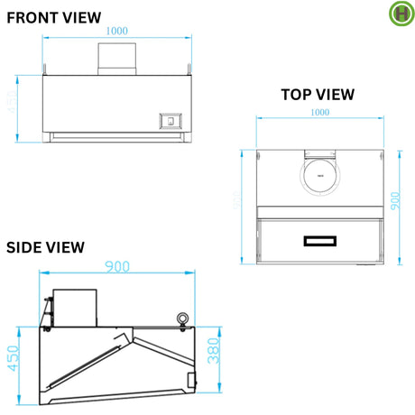 Hamoki Extraction Hood 1000mm Wide With Motor, Filters & LED Lighting -  191001 Kitchen Canopies & Cooker Hoods Hamoki   