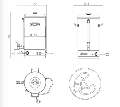 Empire Manual Fill 20 Litre Hot Water Boiler Stainless Steel - EMP-MWB20 Electric Water Boilers - Manual Fill Empire   