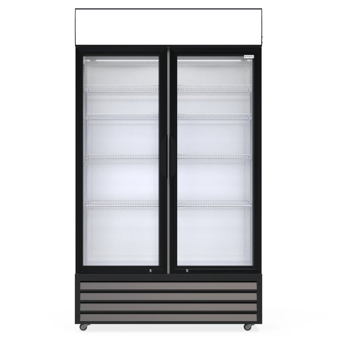 Empire Double Hinged Door Display Cooler with Merchandising Canopy - SS-P688WB-A Upright Double Glass Door Chillers Empire   