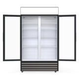 Empire Double Hinged Door Display Cooler with Merchandising Canopy - SS-P688WB-A Upright Double Glass Door Chillers Empire   