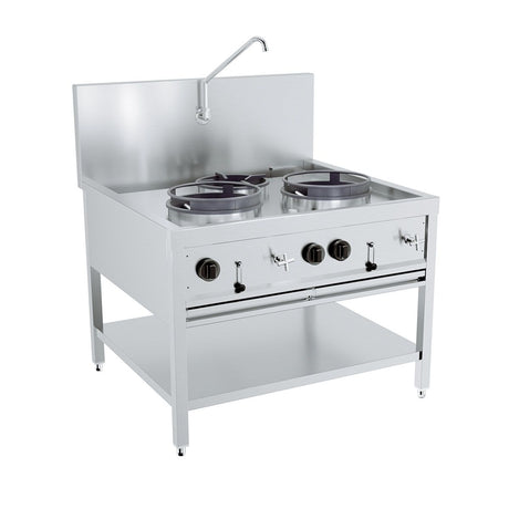 Combisteel Gas Wok 3 Burner Stove Cooker 2  x 17kW + 1 x 9kW - 7178.1205 Wok Cookers & Burners Combisteel   