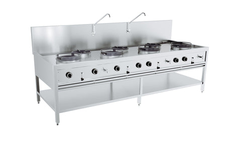 Combisteel Gas Wok 7 Burner Stove Cooker 4 x 17kW + 3 x 9kW - 7178.1215 Wok Cookers & Burners Combisteel   