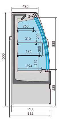 Combisteel Cold Display Noah With Sliding Doors 1.3 - 7350.0020 Refrigerated Floor Standing Display Combisteel   