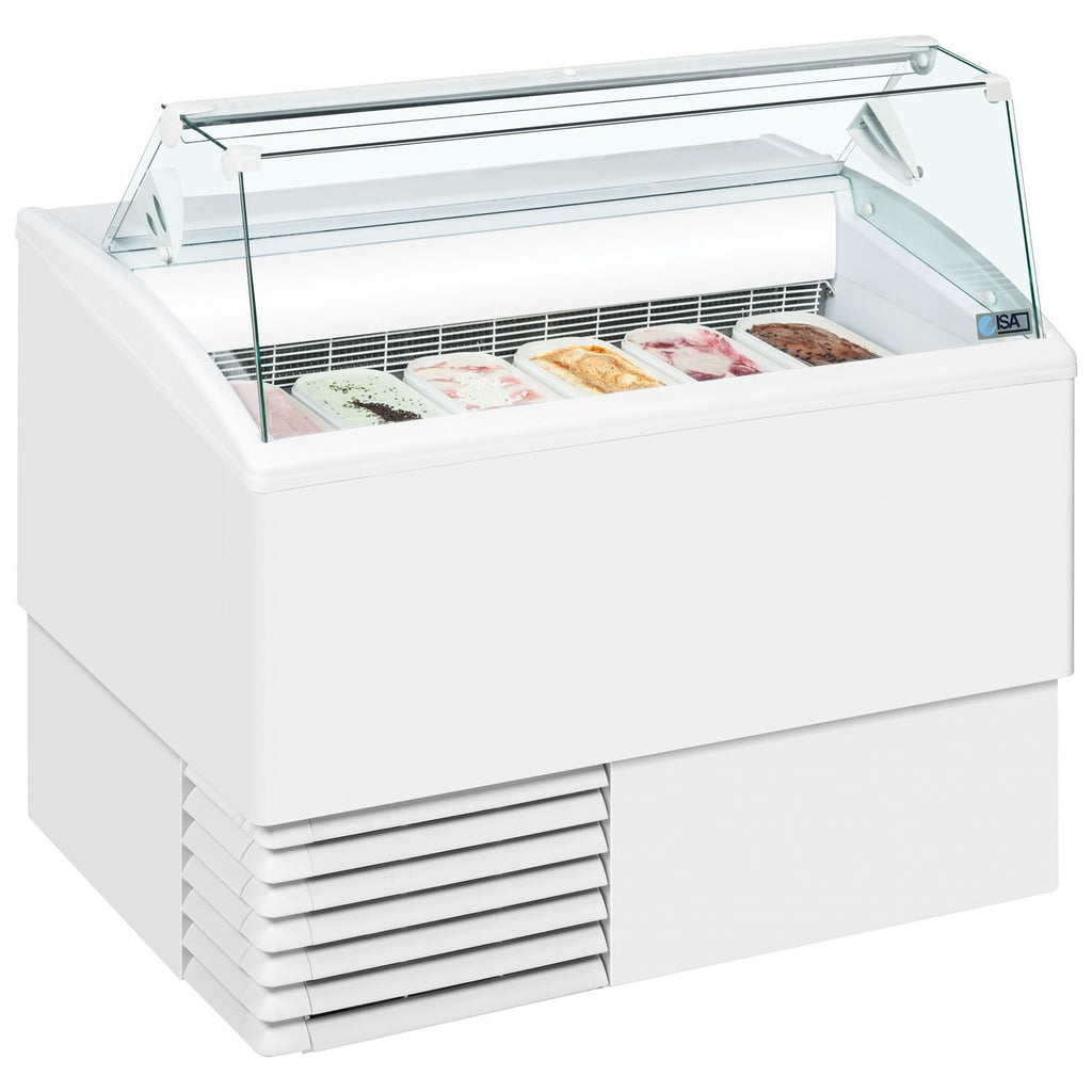 ISA Isetta Flat Scoop Ice Cream Counter Display Freezer 6 x 5 Litre - 6ST Ice Cream Display Freezers ISA   