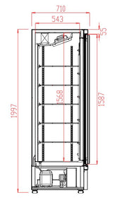 Combisteel Freezer 1 Glass Door Black Jde-600F Bl - 7455.2244 Upright Glass Door Freezers Combisteel   