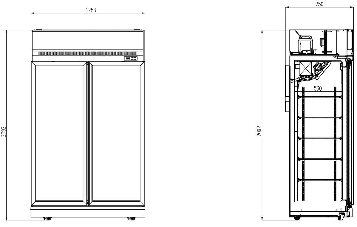 Combisteel Freezer 2 Glass Doors Black Ins-1000F Bl - 7455.2425 Upright Glass Door Freezers Combisteel   