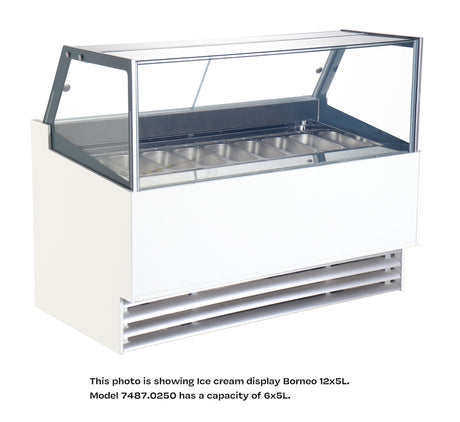 Combisteel Komodo Ice Cream Counter Display Freezer 6 x 5 Litre - 7487.0250 Ice Cream Display Freezers Combisteel   