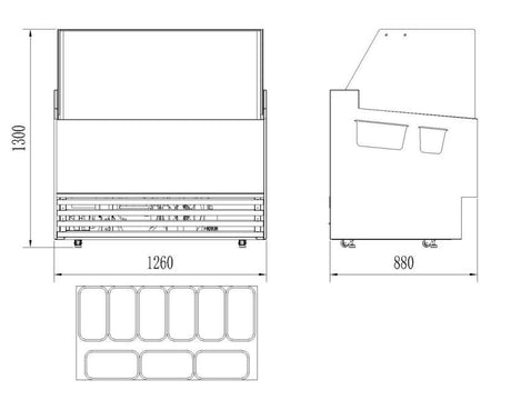 Combisteel Phuket Ice Cream Counter Display Freezer 9 x 5 Litre - 7487.0255 Ice Cream Display Freezers Combisteel   