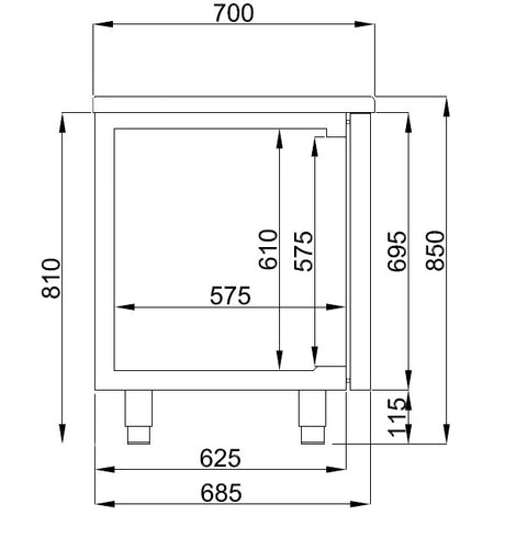 Combisteel 700 Refrigerated Counter 4 Doors Mono Block - 7489.5110 Refrigerated Counters - Four Door Combisteel   