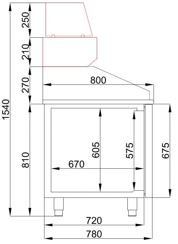 Combisteel Pizza Counter 1 Door 5 Drawers - 7489.5230 Pizza Prep Counters - Single Door Combisteel   