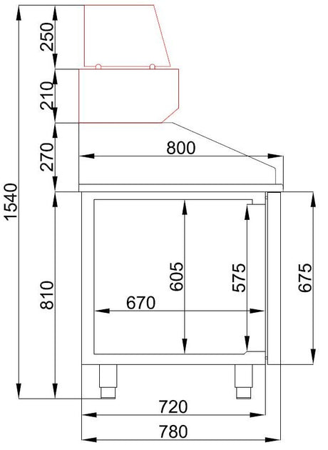 Combisteel Pizza Counter 1 Door 5 Drawers - 7489.5230 Pizza Prep Counters - Single Door Combisteel   