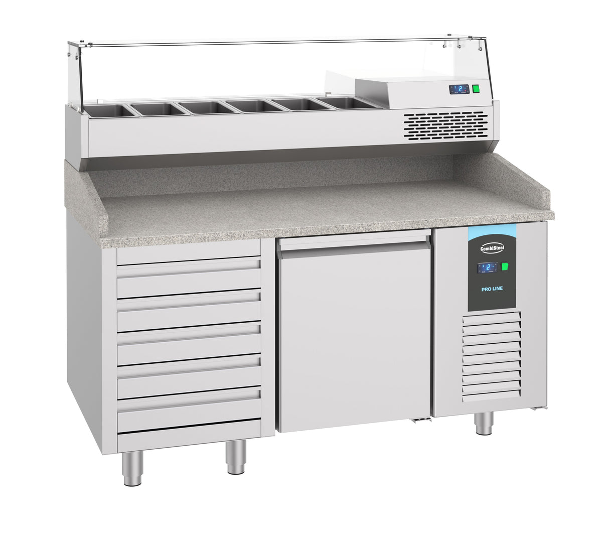 Combisteel Pizza Counter 1 Door 5 Drawers - 7489.5230 Pizza Prep Counters - Single Door Combisteel   