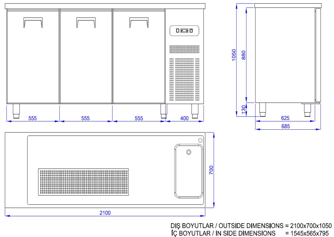 Combisteel Beer Counter 3 Doors 1R - 7489.5330 Bottle Cooler Beer Tap Counters Combisteel   