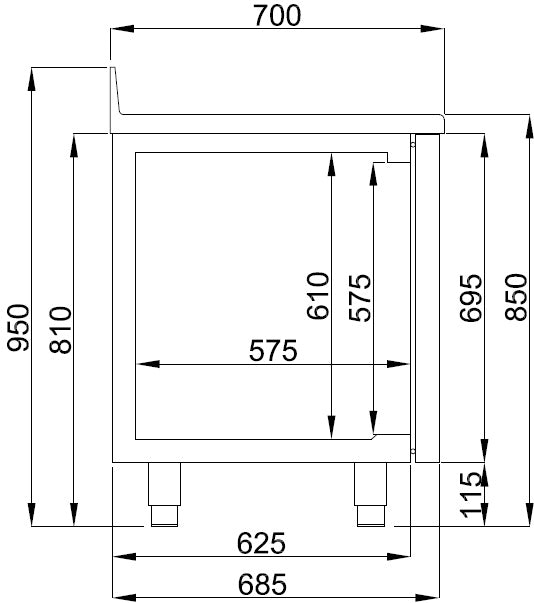 Combisteel 700 Refrigerated Counter Upstand 4 Doors Mono Block - 7489.5410 Refrigerated Counters - Four Door Combisteel   