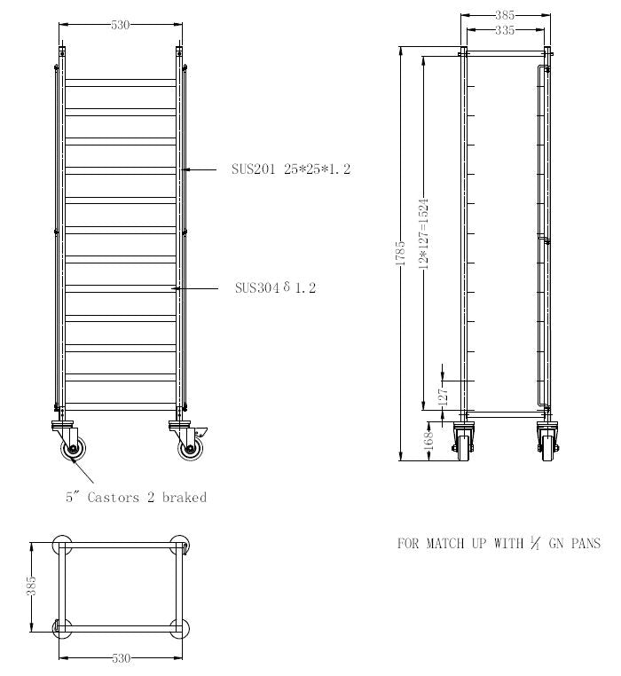 Combisteel Clearing Trolley Flat-Packed 1/1GN - 7490.0260 GN Trolley Combisteel   