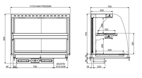 Combisteel Drop-In Curved Heated Ceramic Display - Black 5/1 - 7495.0400 Combisteel Accessories & Spare Parts Combisteel   