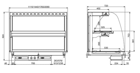 Combisteel Drop-In Curved Heated Ceramic Display Wall Model - Black 5/1 - 7495.0430 Combisteel Accessories & Spare Parts Combisteel   