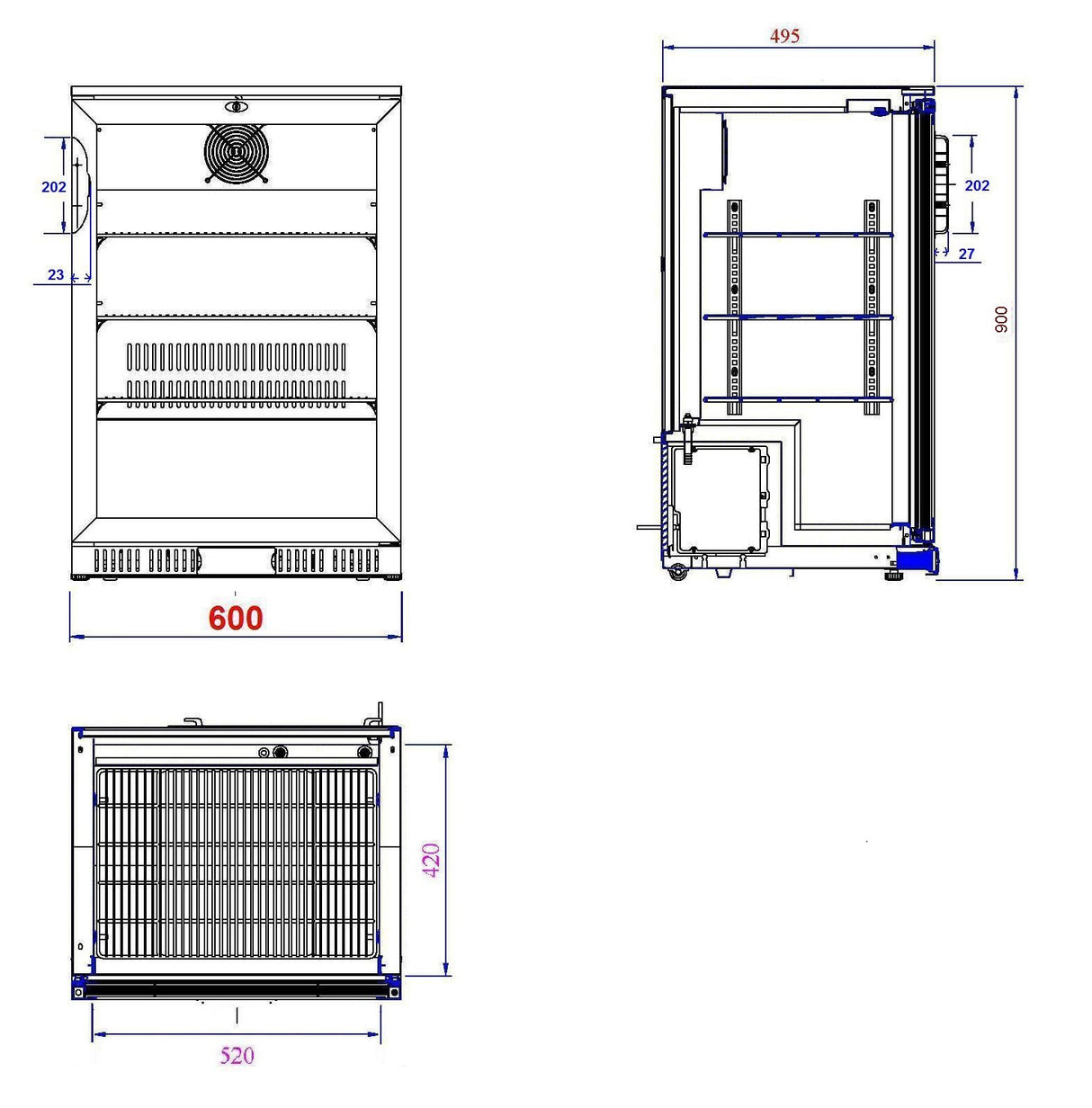 Combisteel Backbar Cooler Black 1 Door - 7527.0005 Single Door Bottle Coolers Combisteel   