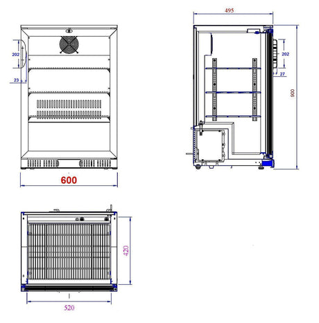 Combisteel Backbar Cooler Black 1 Door - 7527.0005 Single Door Bottle Coolers Combisteel   