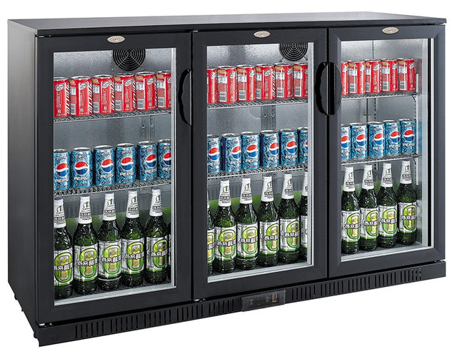 Combisteel Backbar Cooler Black 3 Doors - 7527.0015 Triple Door Bottle Coolers Combisteel   