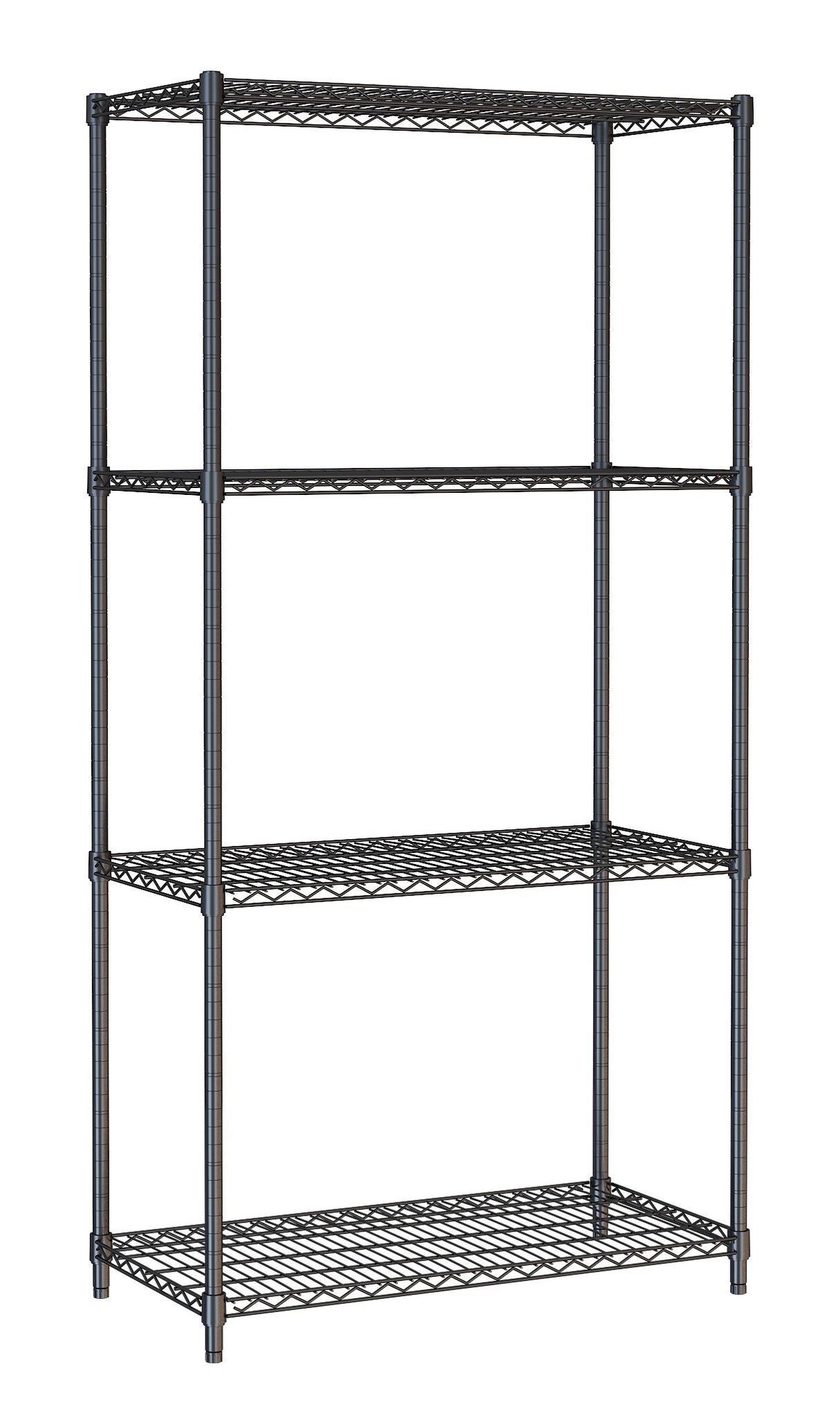 Combisteel Shelf Units 4 Levels Black Flat Packed - 7530.0025 Chrome Wire Shelving and Racking Combisteel   