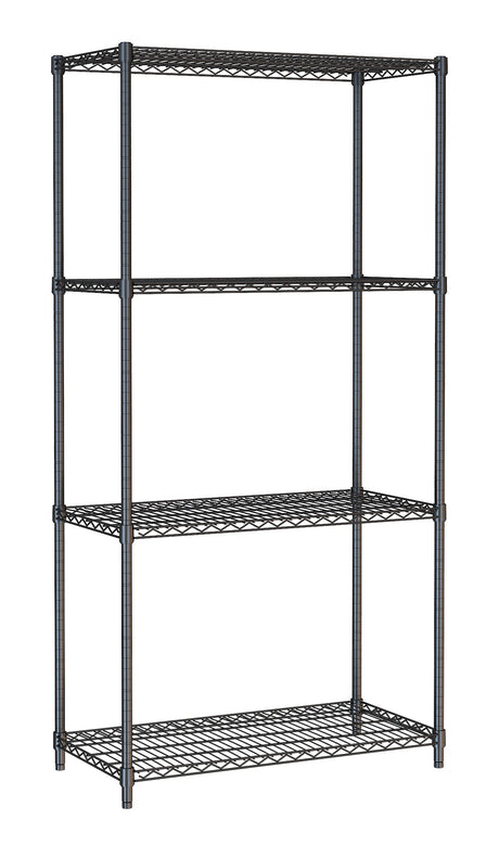 Combisteel Shelf Units 4 Levels Black Flat Packed - 7530.0025 Chrome Wire Shelving and Racking Combisteel   