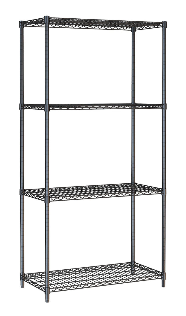 Combisteel Shelf Units 4 Levels Black Flat Packed - 7530.0025 Chrome Wire Shelving and Racking Combisteel   