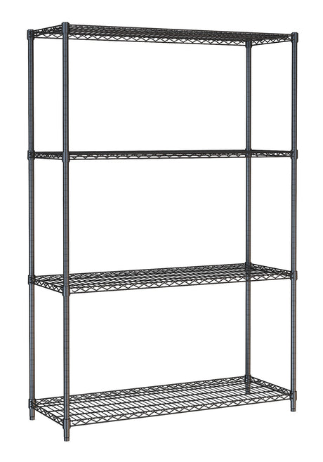 Combisteel Shelf Units 4 Levels 1200 Black Flat Packed - 7530.0030 Chrome Wire Shelving and Racking Combisteel   