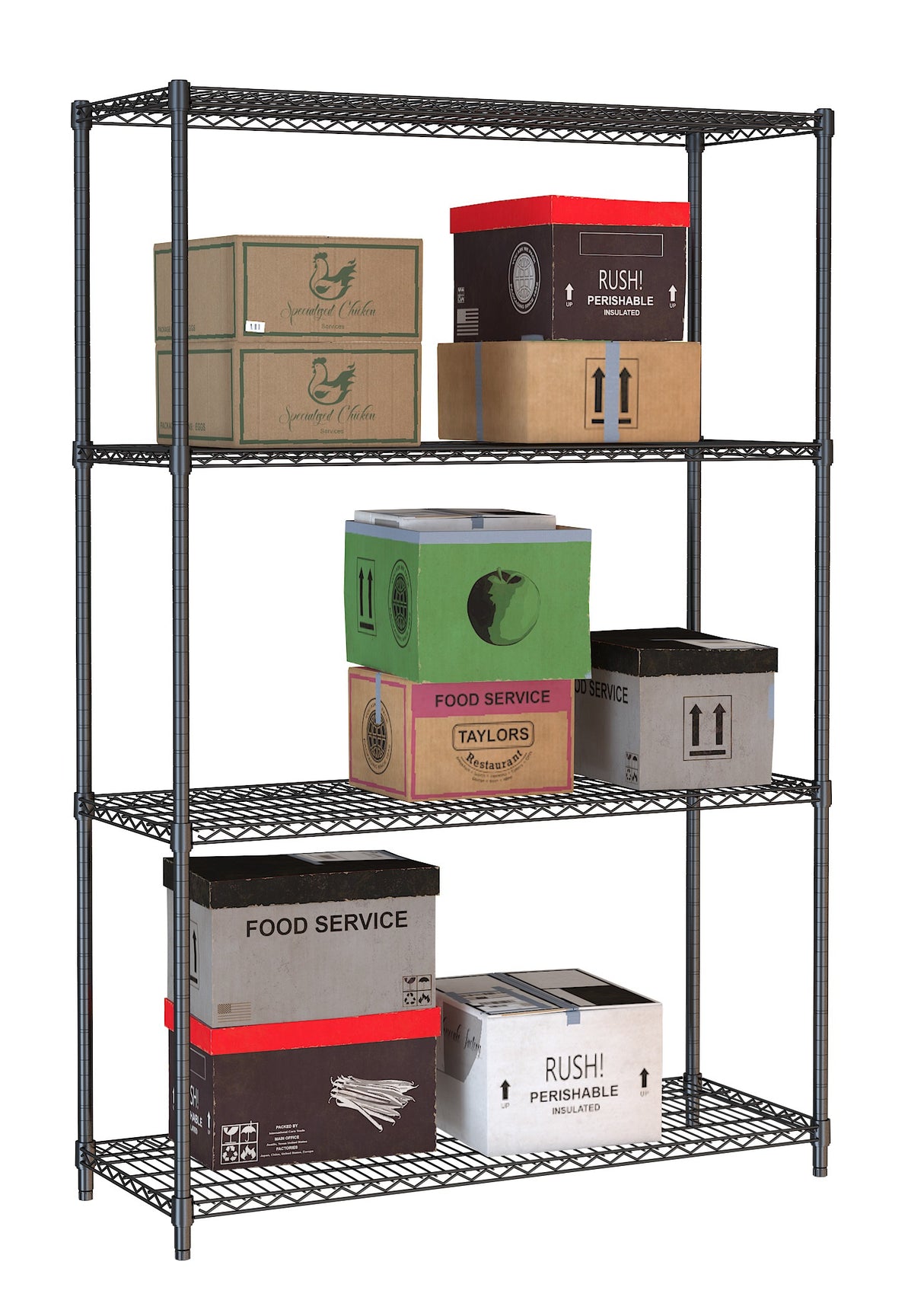 Combisteel Shelf Units 4 Levels 1200 Black Flat Packed - 7530.0030 Chrome Wire Shelving and Racking Combisteel   