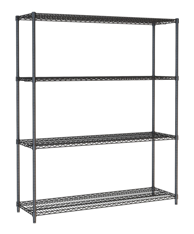 Combisteel Shelf Units 4 Levels 1500 Black Flat Packed - 7530.0035 Chrome Wire Shelving and Racking Combisteel   