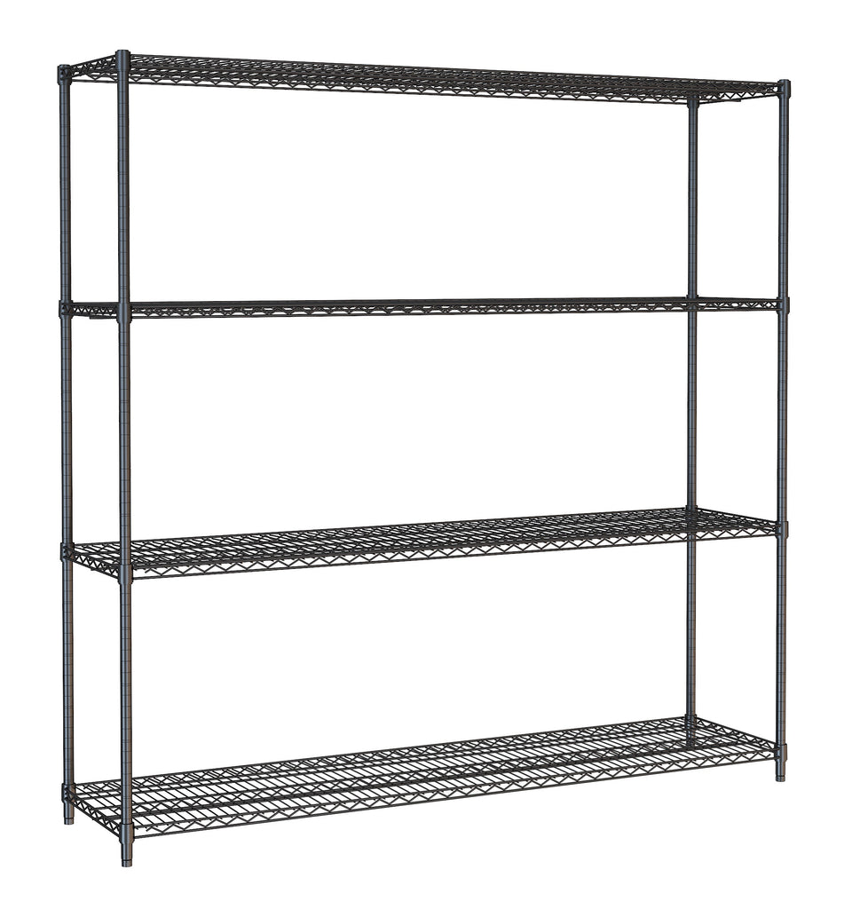 Combisteel Shelf Units 4 Levels 1800 Black Flat Packed - 7530.0040 Chrome Wire Shelving and Racking Combisteel   