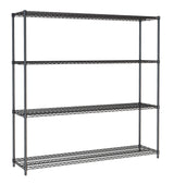 Combisteel Shelf Units 4 Levels 1800 Black Flat Packed - 7530.0040 Chrome Wire Shelving and Racking Combisteel   