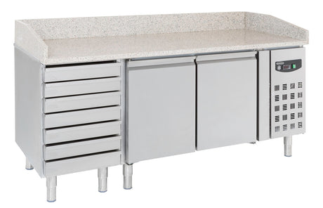 Combisteel Pizza Counter 2 Doors 7 Dough Drawers - 7950.0042 Pizza Prep Counters - 2 Door Combisteel   