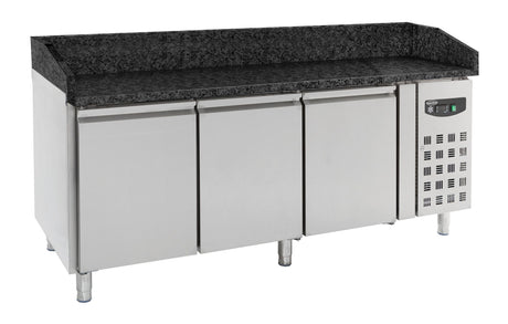 Combisteel 3 Door Pizza Prep Counter With Black Granite Top - 7950.0054 Pizza Prep Counters - 2 Door Combisteel   