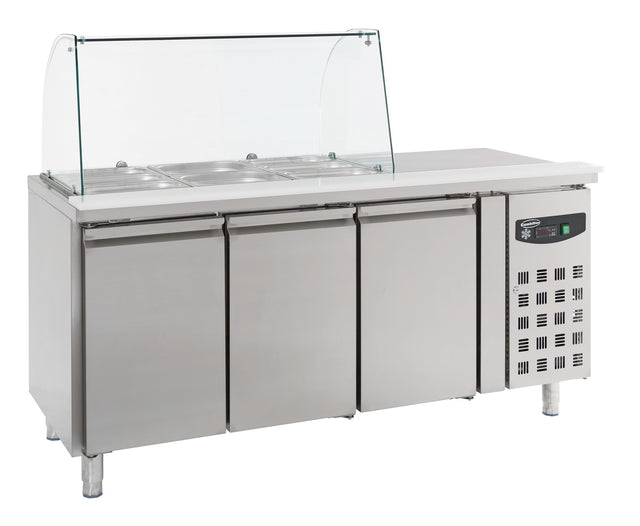 Combisteel Refrigerated Counter With Glass Cover 3 Doors - 7950.0415 Refrigerated Counters - Triple Door Combisteel   