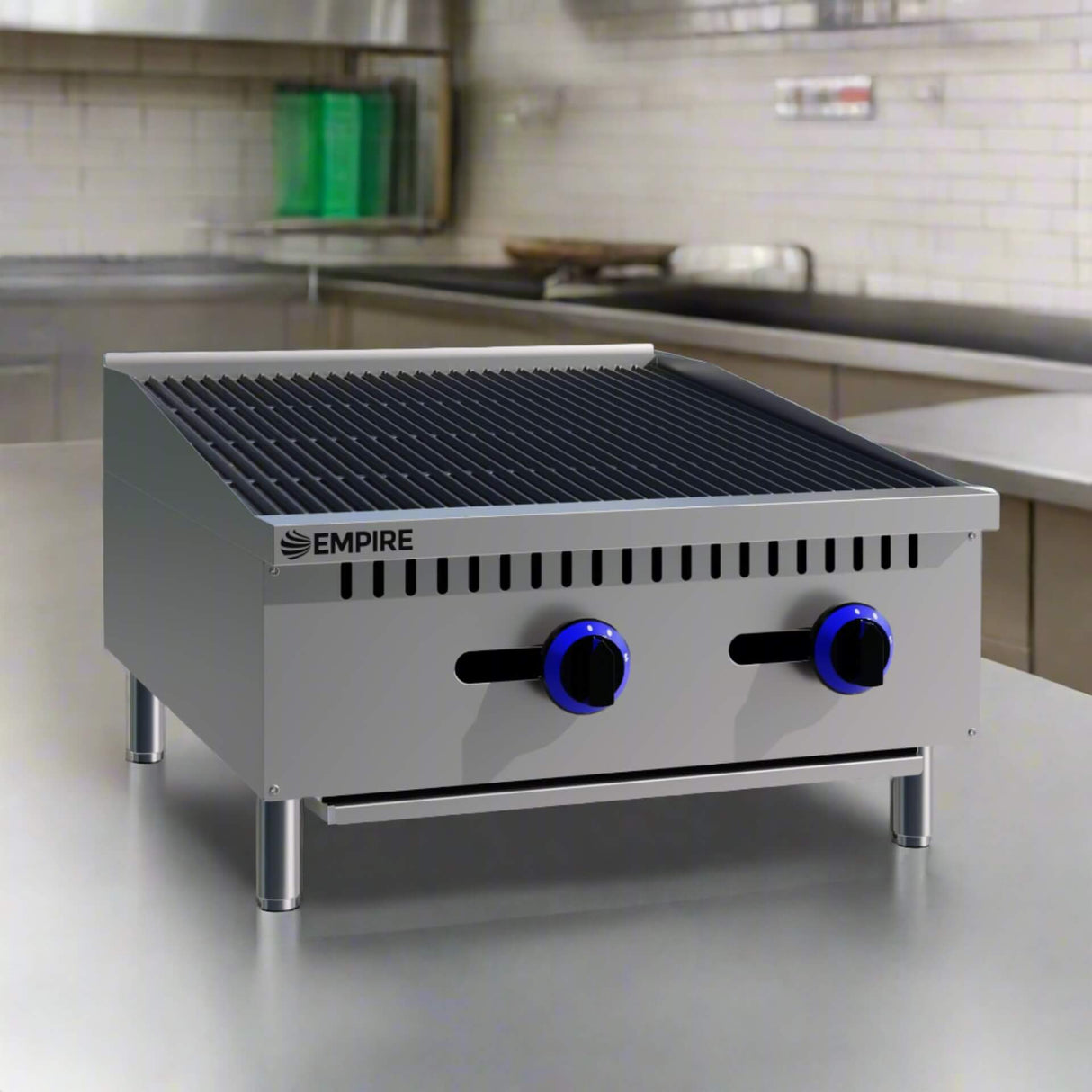 Empire 2 Burner Gas Countertop Chargrill Charbroiler 600mm Wide - EMP-RFS-24-R-OZ Charcoal Grills Empire   