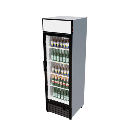 Empire Single Door Display Cooler Fridge with Merchandising Canopy 375 Litre - CL-370 Upright Double Glass Door Chillers Empire