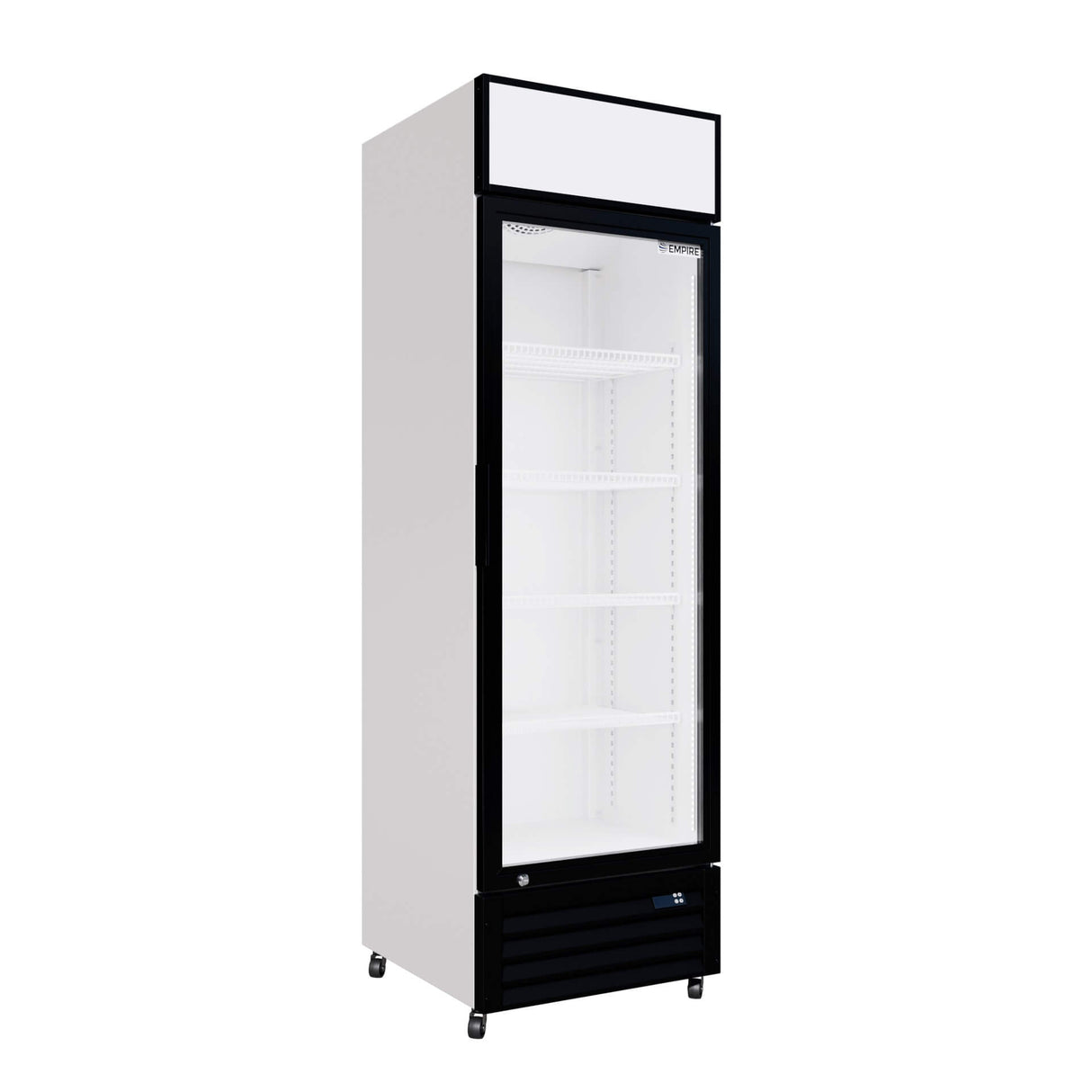 Empire Single Door Display Cooler Fridge with Merchandising Canopy 375 Litre - CL-370 Upright Double Glass Door Chillers Empire