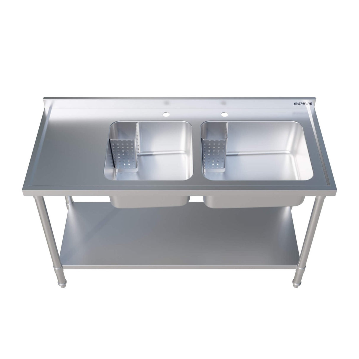 Empire Stainless Steel Double Bowl Sink 1400mm Wide Left Hand Drainer - EMP-SSWTS-1400L Single Bowl Sinks Empire   