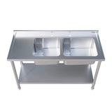 Empire Stainless Steel Double Bowl Sink 1400mm Wide Left Hand Drainer - EMP-SSWTS-1400L Single Bowl Sinks Empire   