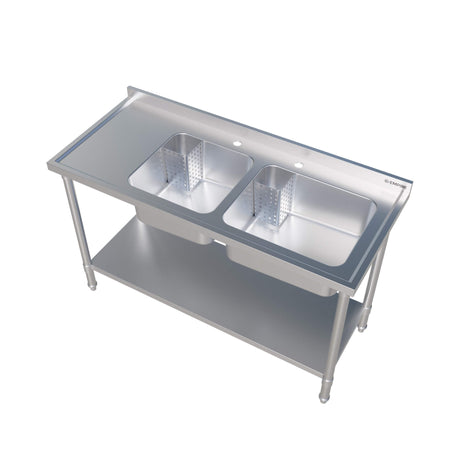 Empire Stainless Steel Double Bowl Sink 1400mm Wide Left Hand Drainer - EMP-SSWTS-1400L Single Bowl Sinks Empire   