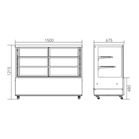 Hamoki Chilled Deli Patisserie Flat Glass Display Fridge 580 Litre - 251016 Refrigerated Counter Top Displays Hamoki   